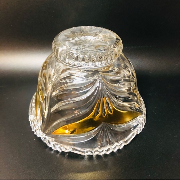 Vintage 80s Anna Hutte Bleikristall 24% Lead Crystal Hand Painted Gold 6” Bowl - Picture 4 of 9